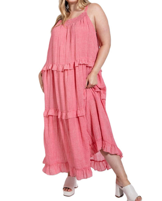 Ruffle Tiered Tie Back Maxi Dress