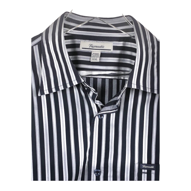 Faconnable Navy Blue Stripe Button Up Shirt