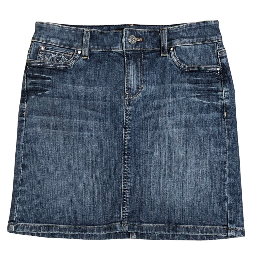 White House Black Market Blue Denim Mini Skirt Size 00