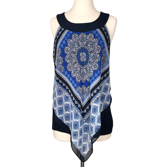 Agb Sleeveless Scarf Tank Top Size Large