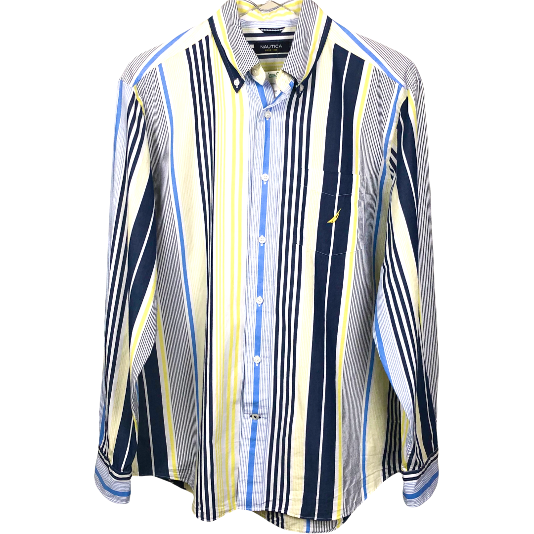 Nautica Stripe Button Down Shirt Size M