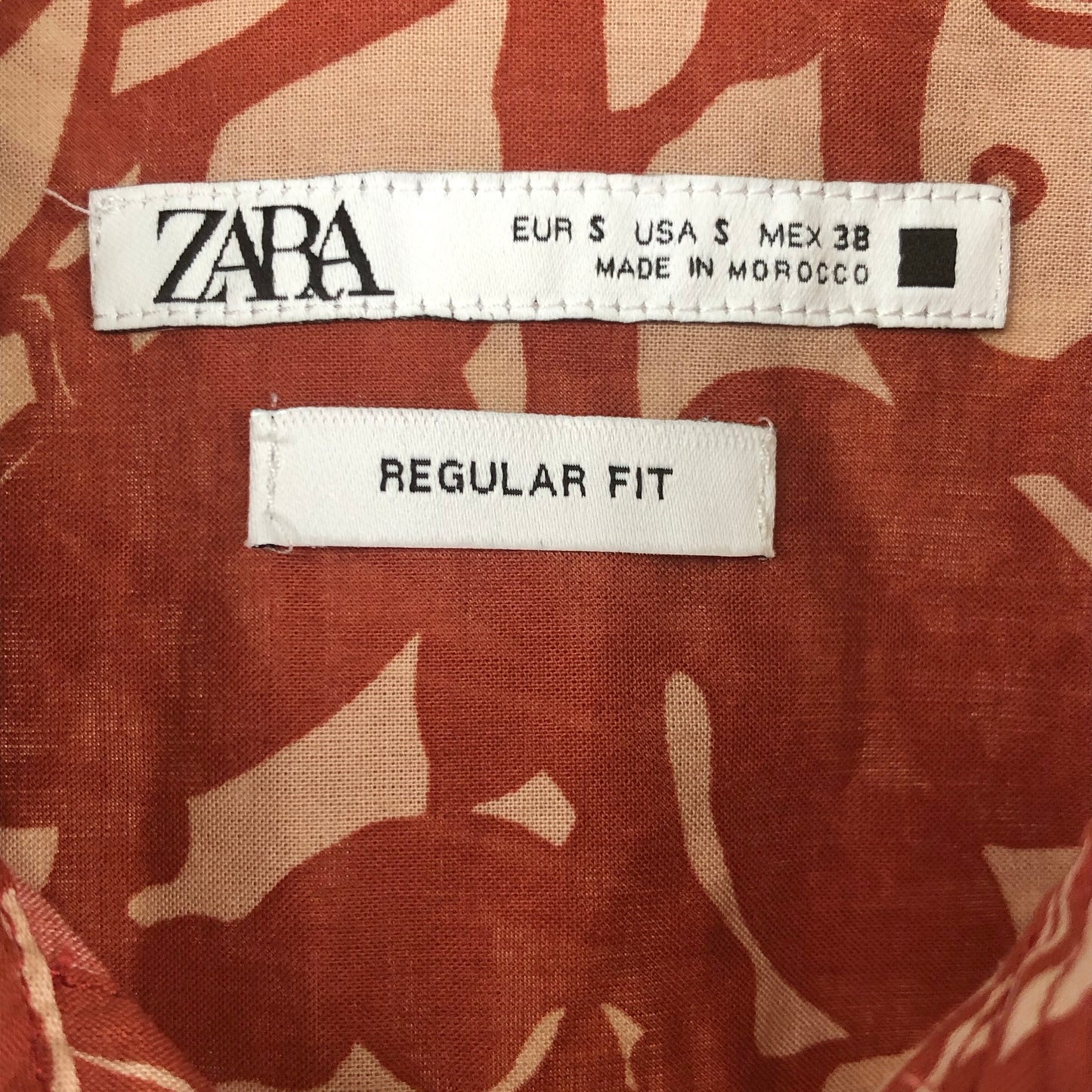 Zara Tropical Print Short Sleeve Button Down Shirt