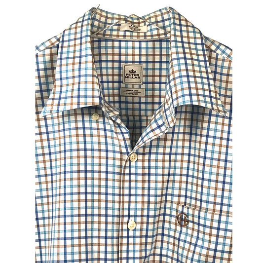 Peter Millar Button Down Nanolux Easy Care Long Sleeve Stripe Shirt