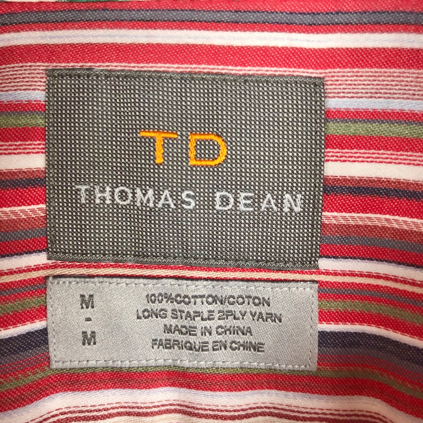 Thomas Dean Red Striped Long Sleeve Flip Cuff Button Up Shirt