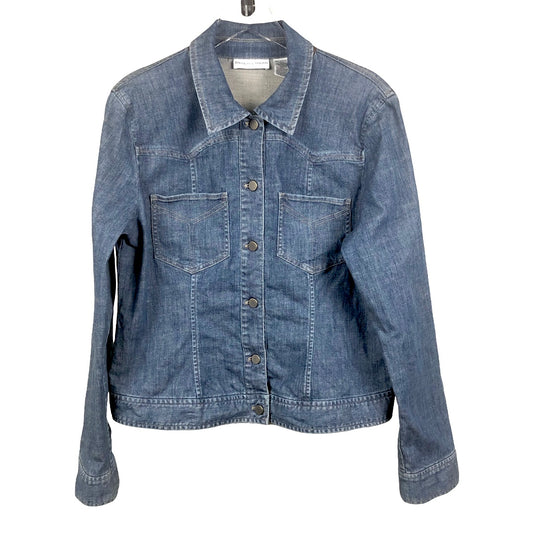 Dana Buchman Blue Denim Jacket With Faux Leather