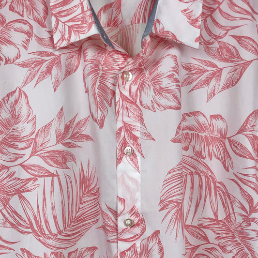 Savane Short Sleeve Button Up Tropical Print Shirt