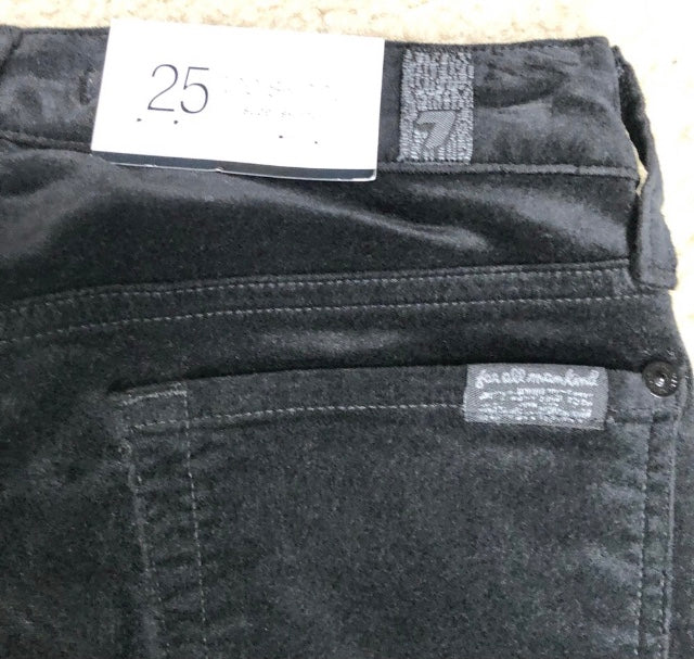 7 For All Mankind The Skinny Super Skinny Black Velvet Stretch Jeans