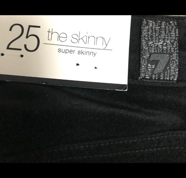 7 For All Mankind The Skinny Super Skinny Black Velvet Stretch Jeans