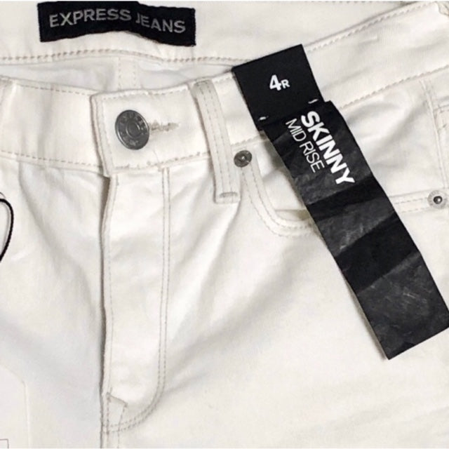 Express Skinny Mid Rise White Jean