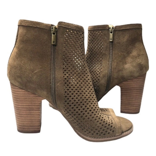 Lucky Brand Peep Toe Suede Leather Boots