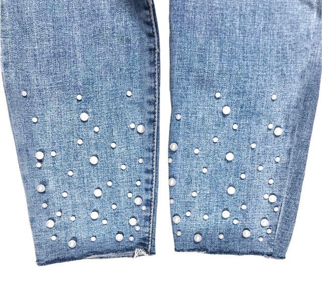 Joe's Jeans The Charlie High Rise Skinny Pearl Embellished Jean