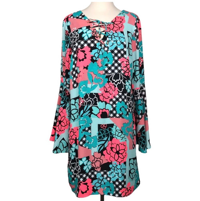 Kaari Blue Floral Mini Dress Size L