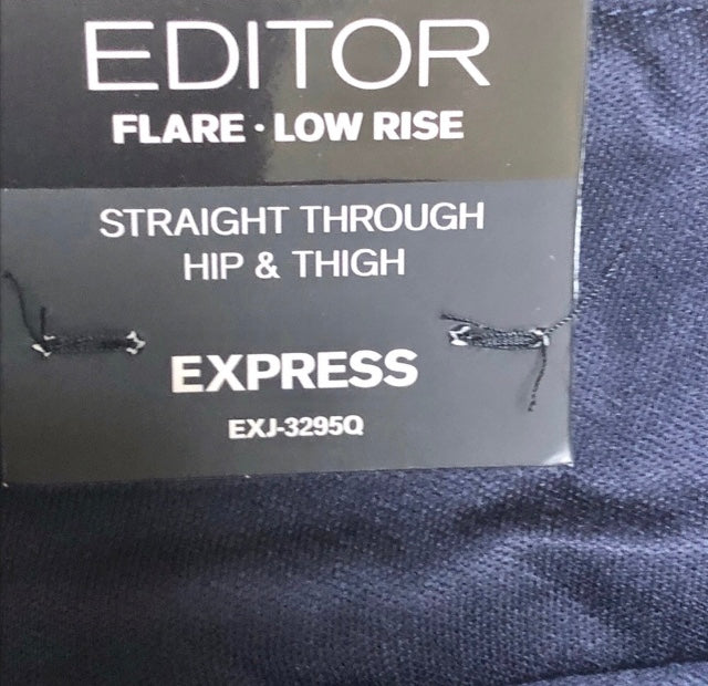 Express Editor Flare Low Rise Navy Blue Dress Pants