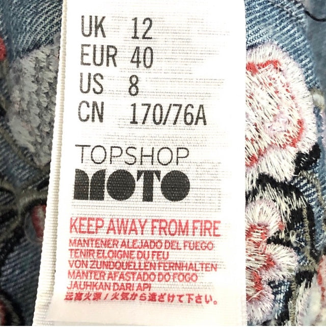 Topshop Moto Embroidered Denim Skirt