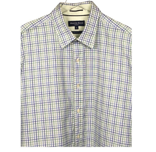 Austin Reed London Short Sleeve Button Up Plaid Shirt