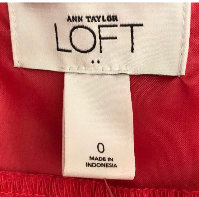 Ann Taylor Loft Tie and Button Front Red Top