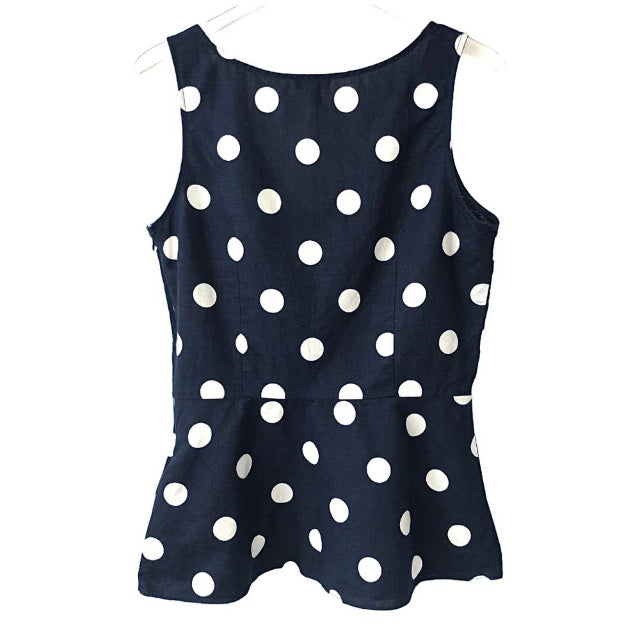 J.Crew Linen Peplum Polka Dot Top