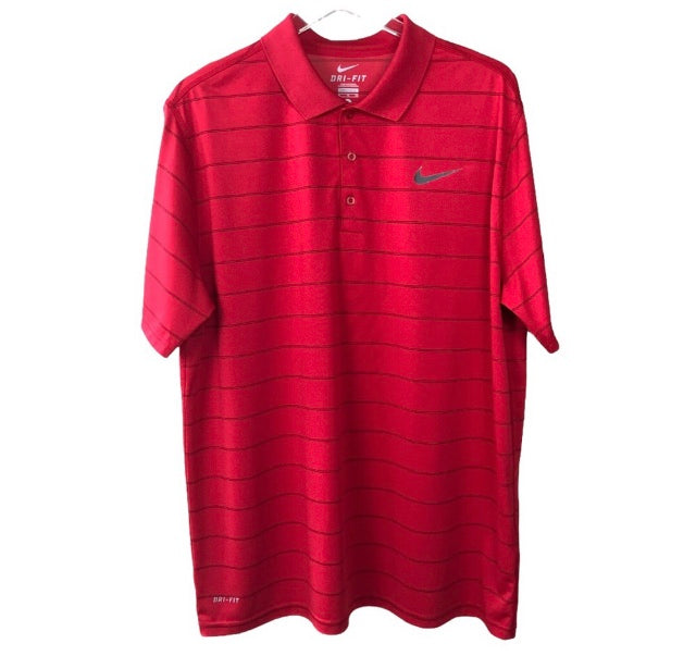 Nike Dri Fit Red Striped Polo Size XL