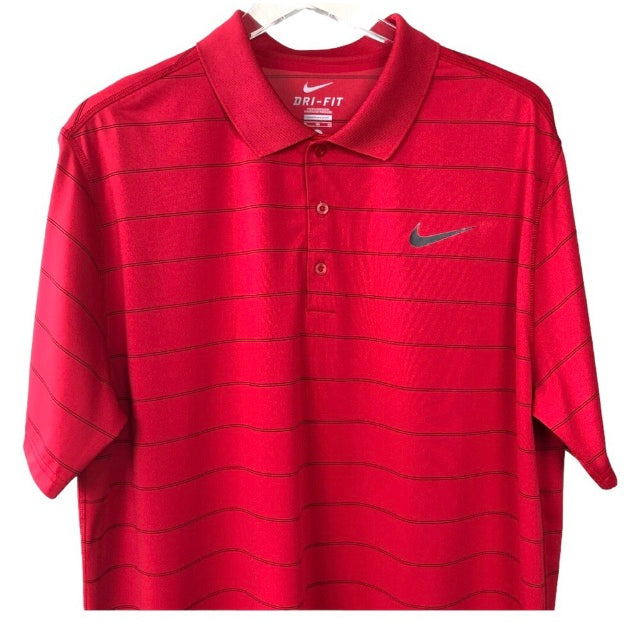 Nike Dri Fit Red Striped Polo