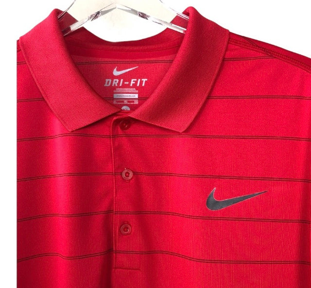 Nike Dri Fit Red Striped Polo