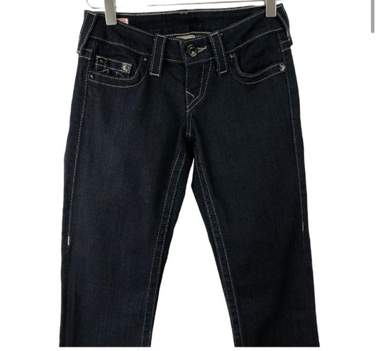 True Religion Stella Skinny Low Rise Dark Blue Jean