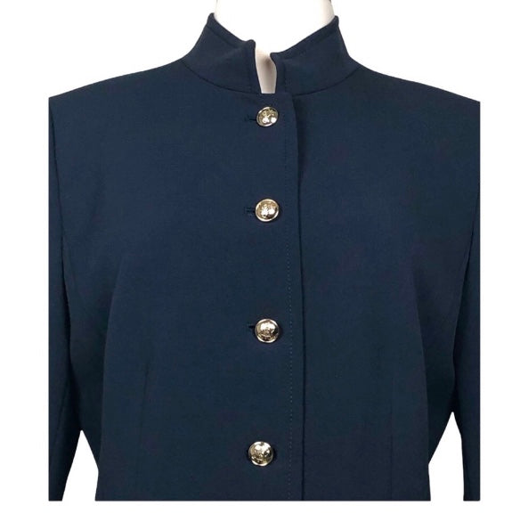 Tahari Asl Nautical Navy Blue Blazer