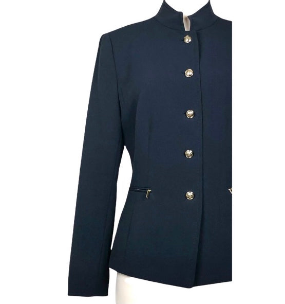 Tahari Asl Nautical Navy Blue Blazer