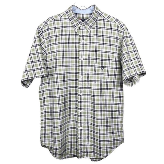 Chaps By Ralph Lauren Button Down Plaid Short Sleeve Shirt Size M