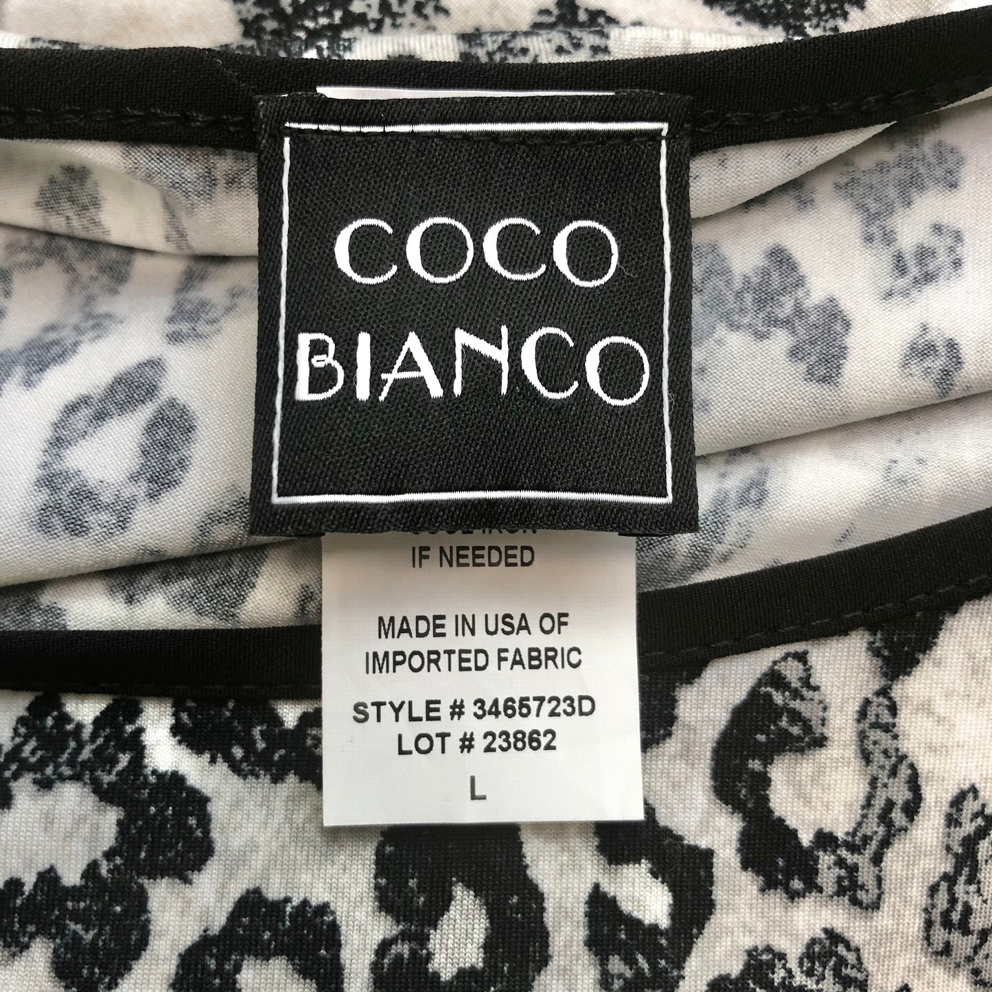 Coco Bianco Animal Print Bell Sleeve Top Size L