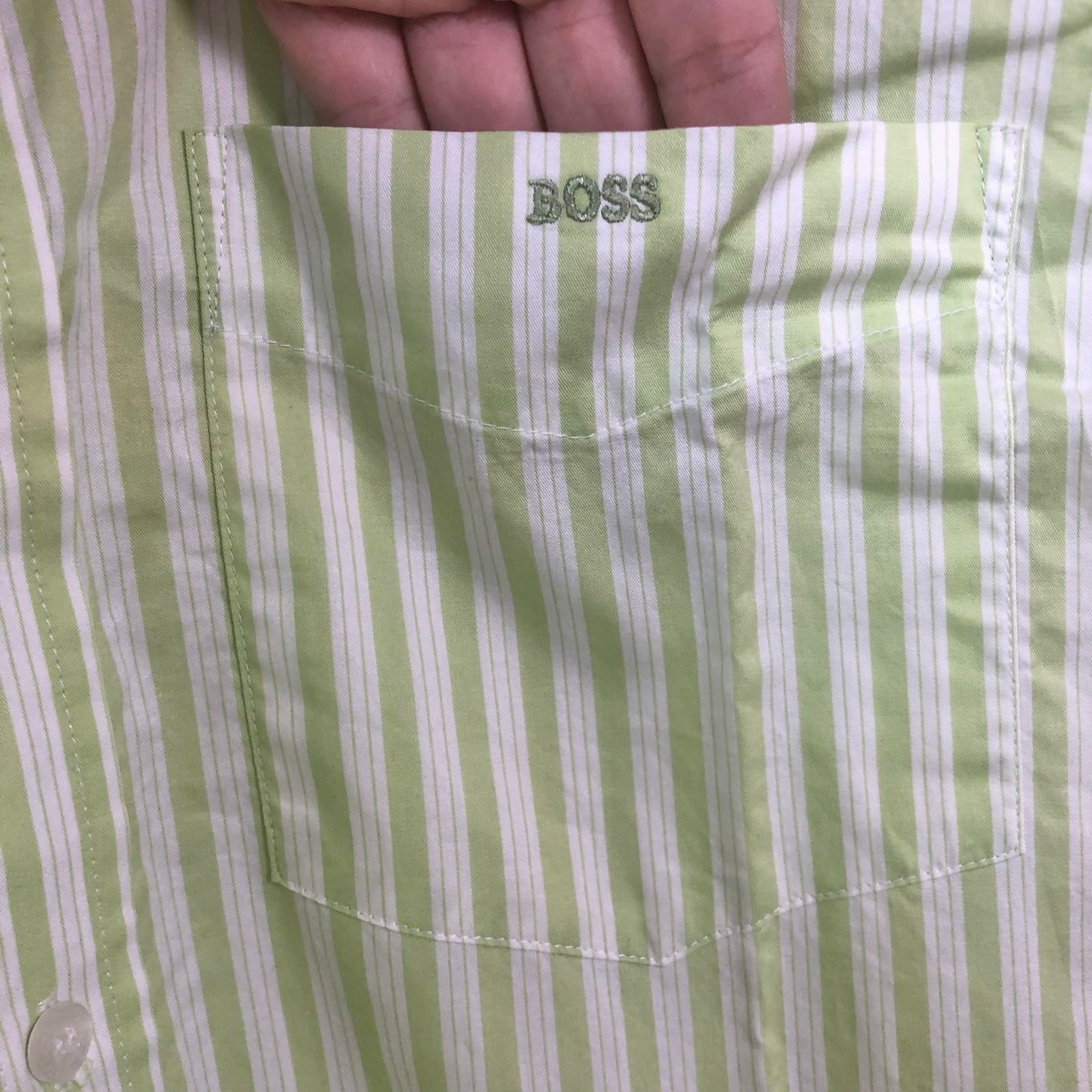 Hugo Boss Button Down Short Sleeve Stripe Shirt Size S