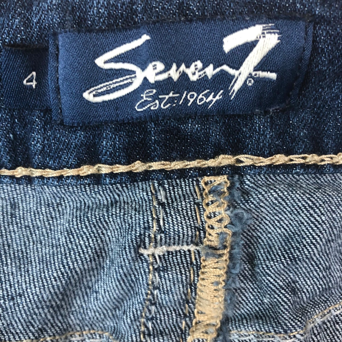 Seven7 Blue Embroidered Pocket Denim Shorts