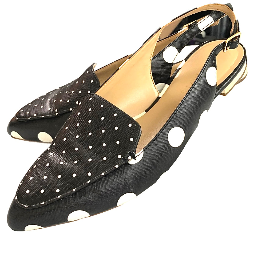 Talbots Leather Polka Dot Slingback Flats Size 7M