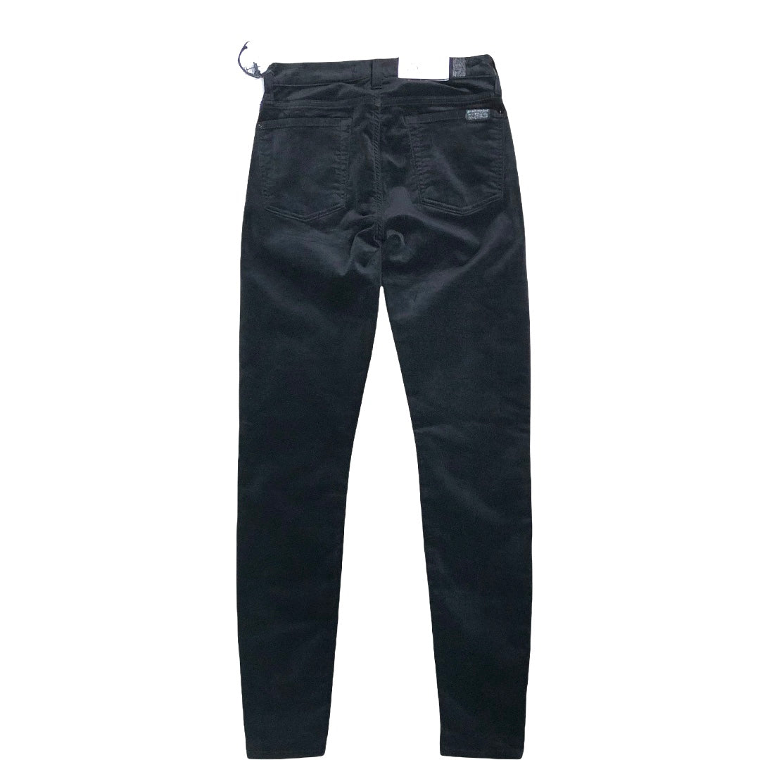 7 For All Mankind The Skinny Super Skinny Black Velvet Stretch Jeans