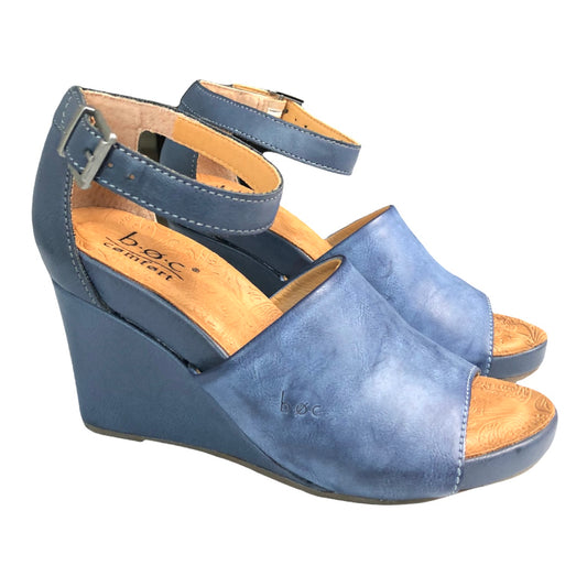 Born B.o.c. Misty Blue Comfort Wedge Slingback Sandal Size 6M