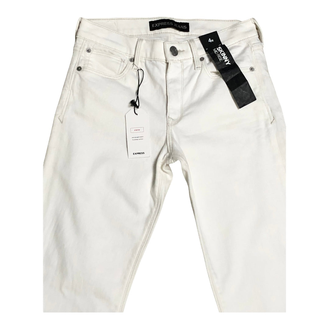 Express Skinny Mid Rise White Jean