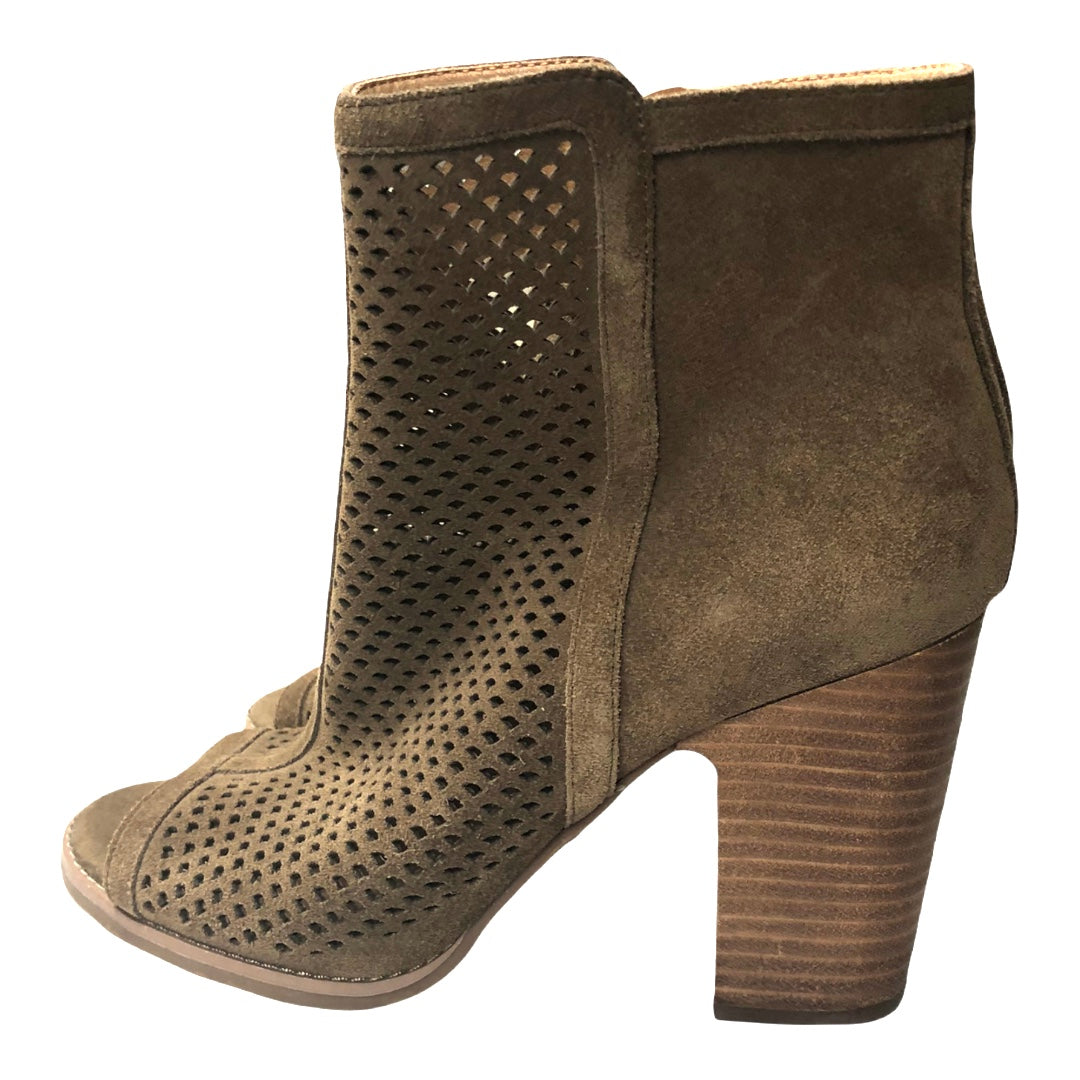 Lucky Brand Peep Toe Suede Leather Boots