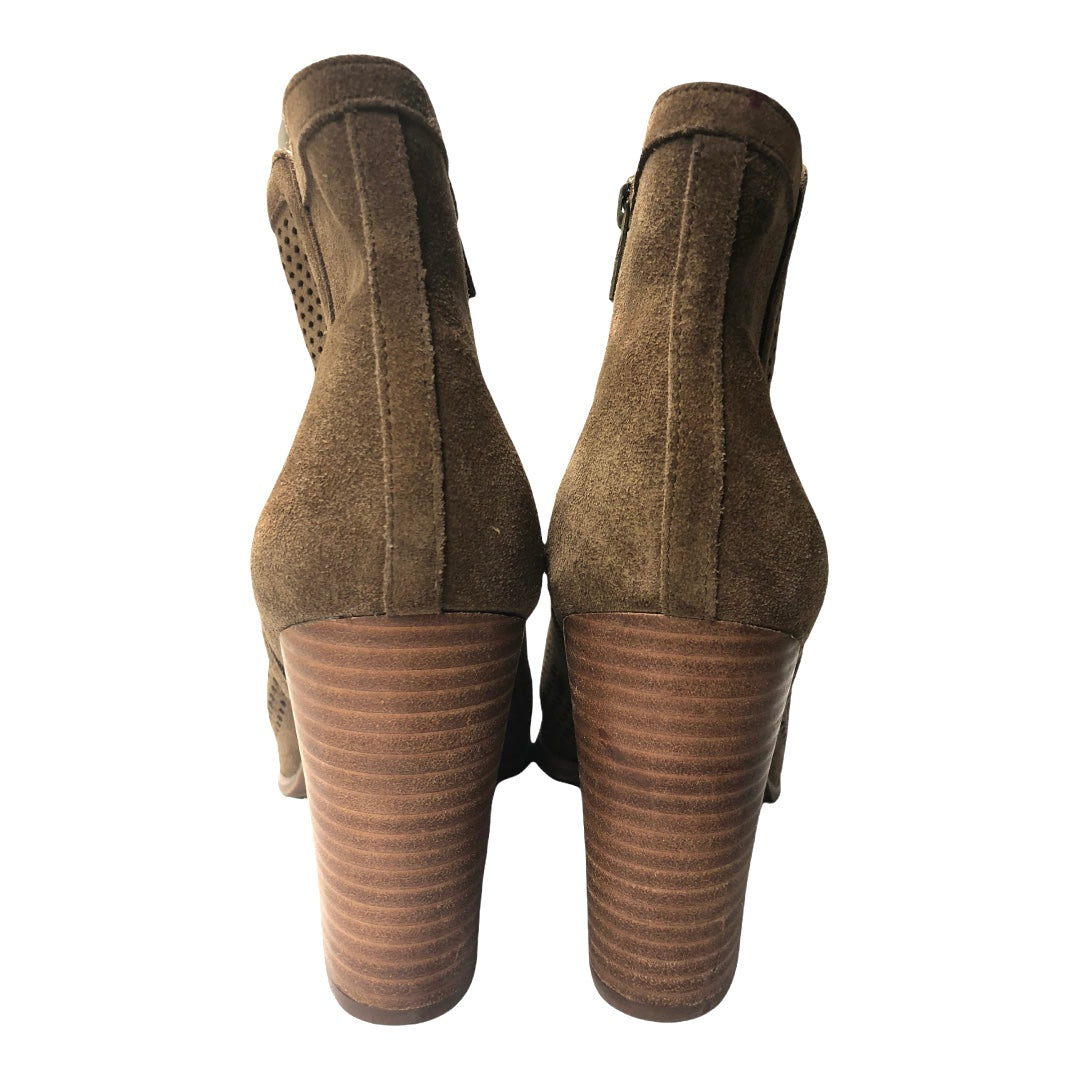 Lucky Brand Peep Toe Suede Leather Boots