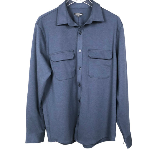 Express Heavy Button Down Blue Winter Shirt Size L